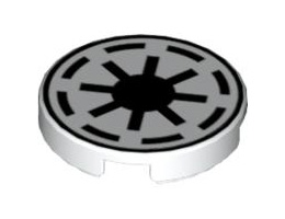Tile, Round 2 x 2 with SW Republic Pattern: {бял}