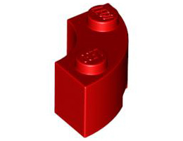 Brick, Round Corner 2 x 2 Macaroni with Stud Notch: {ярко червен}