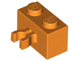 Brick, Modified 1 x 2 with Split U Clip Thick (Vertical Grip): {ярко оранжев}