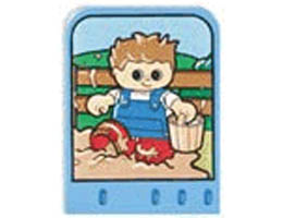 Story Builder Farmyard Fun Card with Boy in Mud Carrying Bucket of Water Pattern: {умерено син}