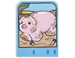 Story Builder Farmyard Fun Card with Pig in Mud with Carrots Pattern: {умерено син}