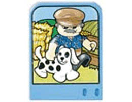 Story Builder Farmyard Fun Card with Farmer and Dog Pattern: {умерено син}