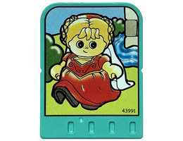 Story Builder Crazy Castle Card with Girl Maiden in Red Dress Pattern: {умерено синьо-зелен}
