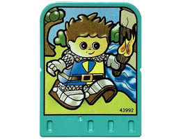 Story Builder Crazy Castle Card with Boy Knight Carrying Torch Pattern: {умерено синьо-зелен}