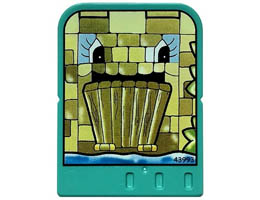 Story Builder Crazy Castle Card with Castle Drawbridge with Eyes Pattern: {умерено синьо-зелен}