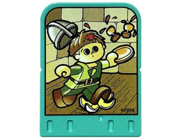 Story Builder Crazy Castle Card with Boy Knight Carrying Drinks and Slipping on Banana Peel Pattern: {умерено синьо-зелен}