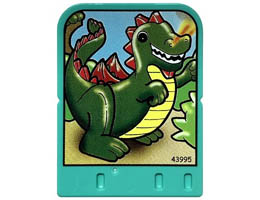 Story Builder Crazy Castle Card with Dragon Breathing Fire Pattern: {умерено синьо-зелен}