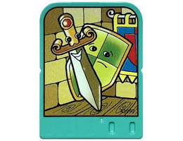 Story Builder Crazy Castle Card with Sword and Shield with Eyes Pattern: {умерено синьо-зелен}
