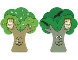 Plastic Part for Sets 3615 / 9131 - Tree Backdrop with Owl and Bats / Flowers: {неопределен}