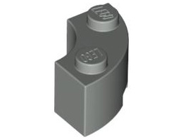 Brick, Round Corner 2 x 2 Macaroni with Stud Notch: {сив}