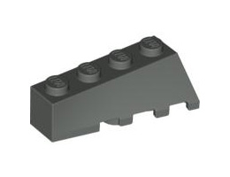 Лява тухличка 2X4 с дъга/ъгъл: {тъмно сив}