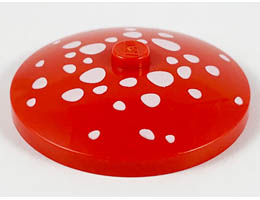 Dish 4 x 4 Inverted (Radar) with Solid Stud with White Spots (Mushroom Top) Pattern: {ярко червен}