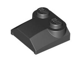 Slope, Curved 2 x 2 x 2/3 with Two Studs and Curved Sides, Lip End: {черен}
