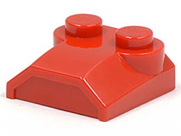 Slope, Curved 2 x 2 x 2/3 with Two Studs and Curved Sides, Lip End : {ярко червен}