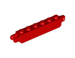 Hinge Brick 1 x 6 Locking with 1 Finger Vertical End and 2 Fingers Vertical End, 9 Teeth: {ярко червен}