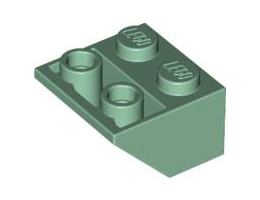 Покривна плочка 2X2/45° инверсна (*) с плосък долен пин: {пясъчно зелен}