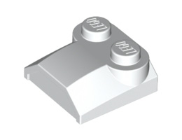 Slope, Curved 2 x 2 x 2/3 with Two Studs and Curved Sides, Lip End: {бял}