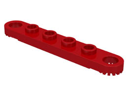 Technic, Plate 1 x 6 with Toothed Ends : {ярко червен}