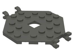 Plate, Modified 6 x 6 Octagonal with Open Center and 4 Clips (Horizontal Grip) : {тъмно сив}