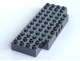 Brick, Modified 5 x 12 with Two 1 x 2 Cutouts, 3 Holes on Side: {черен}