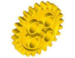 Technic, Gear 24 Tooth (2nd Version - 1 Axle Hole): {ярко жълт}