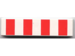 Tile 1 x 4 with 4 Red Stripes Pattern: {бял}