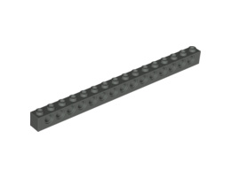 Technic, Brick 1 x 16 with Holes: {тъмно сив}