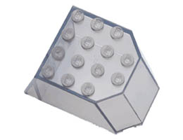 Windscreen 6 x 4 x 3 Flat Top with Studs and 1 x 4 Holes on Bottom: {прозрачно кафяв}