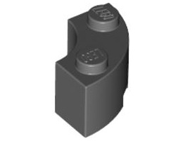 Brick, Round Corner 2 x 2 Macaroni with Stud Notch: {тъмно каменно сив}