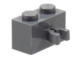 Brick, Modified 1 x 2 with Split U Clip Thick (Vertical Grip): {тъмно каменно сив}