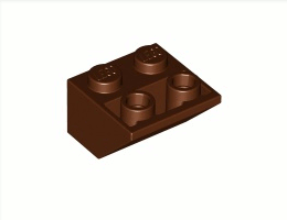 Покривна плочка 2X2/45° инверсна (*) с плосък долен пин: {червеникаво-кафяв}