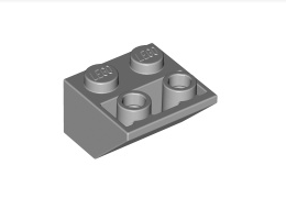 Покривна плочка 2X2/45° инверсна (*) с плосък долен пин: {умерено каменно сив}