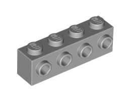 Тухличка 1X4 с 4 пъпки: {умерено каменно сив}