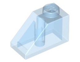 Покривна плочка 1X2/45° - прозрачна: {прозрачно флуорисциращо син}