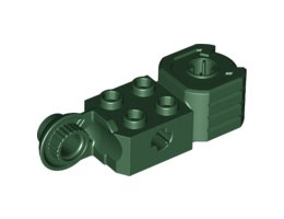 Technic, Brick Modified 2 x 2 with Axle Hole, Rotation Joint Ball Half (Vertical Side), Vertical Axle Hole End (Fist): {земно зелен}