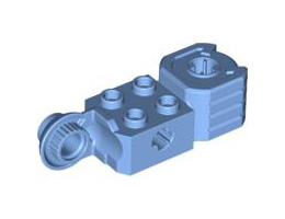Technic, Brick Modified 2 x 2 with Axle Hole, Rotation Joint Ball Half (Vertical Side), Vertical Axle Hole End (Fist): {умерено син}