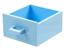 Container, Cupboard 4 x 4 x 4 Drawer, Open Handle: {светло кралско син}