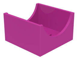 Container, Box 4 x 4 x 2 Bottom with Semicircle Cutout Ends: {ярко пурпурен}