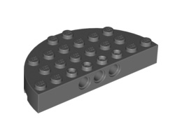 Brick, Round Corner 4 x 8 Full Brick Double: {тъмно каменно сив}