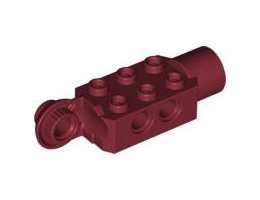 Technic, Brick Modified 2 x 3 with Pin Holes, Rotation Joint Ball Half (Vertical Side), Rotation Joint Socket: {нов тъмно червен}
