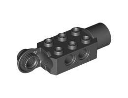 Technic, Brick Modified 2 x 3 with Pin Holes, Rotation Joint Ball Half (Vertical Side), Rotation Joint Socket: {черен}