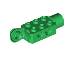 Technic, Brick Modified 2 x 3 with Pin Holes, Rotation Joint Ball Half (Vertical Side), Rotation Joint Socket: {тъмно зелен}