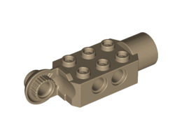 Technic, Brick Modified 2 x 3 with Pin Holes, Rotation Joint Ball Half (Vertical Side), Rotation Joint Socket: {пясъчно жълт}