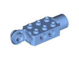 Technic, Brick Modified 2 x 3 with Pin Holes, Rotation Joint Ball Half (Vertical Side), Rotation Joint Socket: {умерено син}