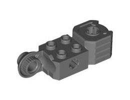 Technic, Brick Modified 2 x 2 with Axle Hole, Rotation Joint Ball Half (Vertical Side), Vertical Axle Hole End (Fist): {тъмно каменно сив}