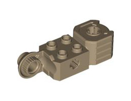 Technic, Brick Modified 2 x 2 with Axle Hole, Rotation Joint Ball Half (Vertical Side), Vertical Axle Hole End (Fist): {пясъчно жълт}