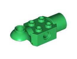 Technic, Brick Modified 2 x 2 with Pin Hole, Rotation Joint Ball Half (Horizontal Top), Rotation Joint Socket: {тъмно зелен}
