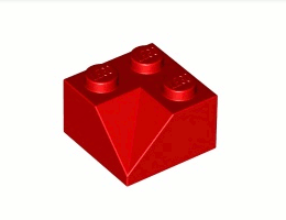Ъглова тухличка 2X2/45° отвътре : {ярко червен}