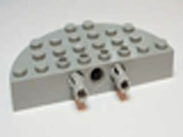 Brick, Round Corner 4 x 8 Full Brick Double with 2 Fixed Rotatable Friction Pins: {умерено каменно сив}