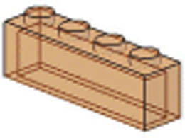 Тухличка 1X4 без пинове : {прозрачно флуорисциращо червеникаво оранжев}